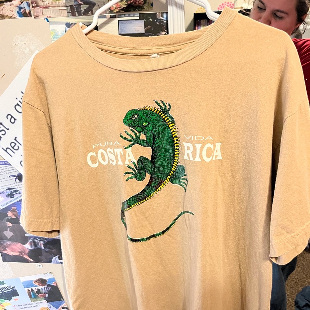 Costa Rica Iguana Tee - Tan and Green